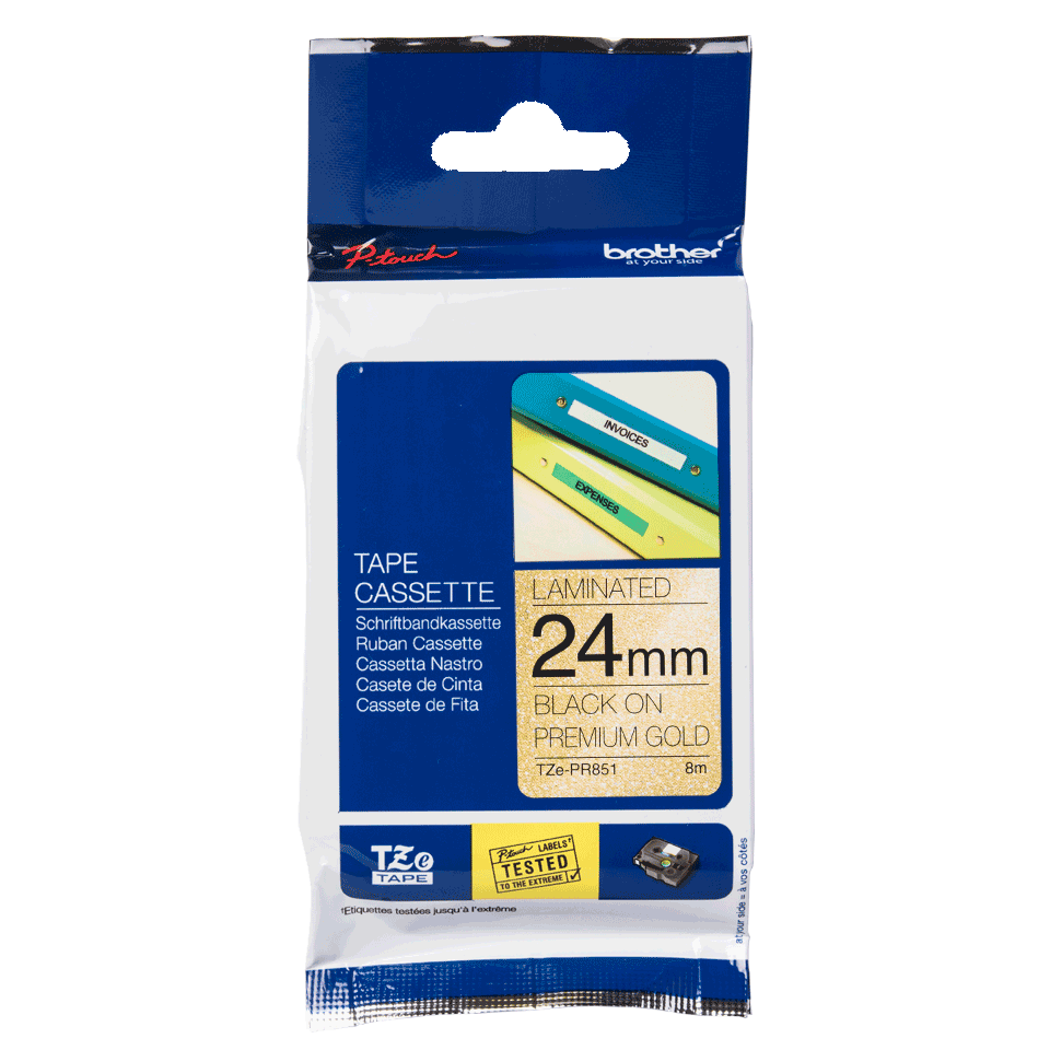 24MM BK ON PREMIUM GOLD LABELLING TAPE