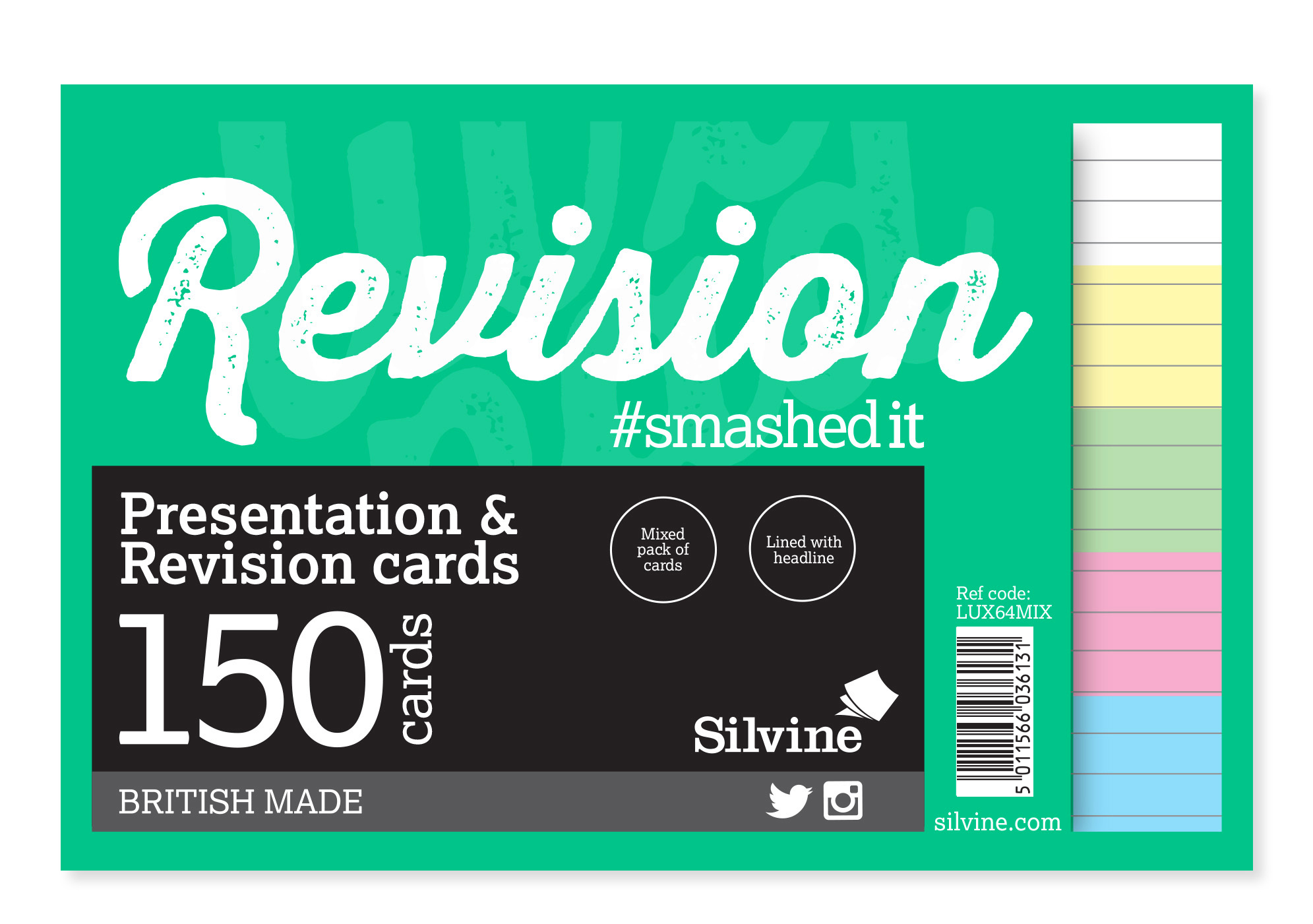 Silvine 6x4 Record Cards Asst PK150