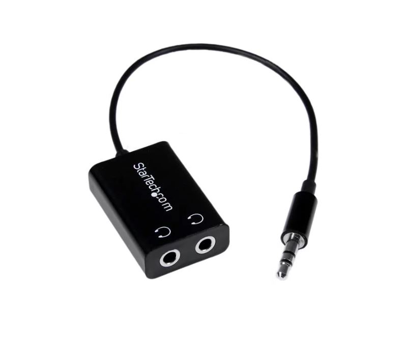 Black Slim Mini Jack Splitter Cable
