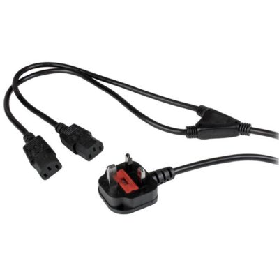 2m Mains Cable BS 1363 to 2x C13