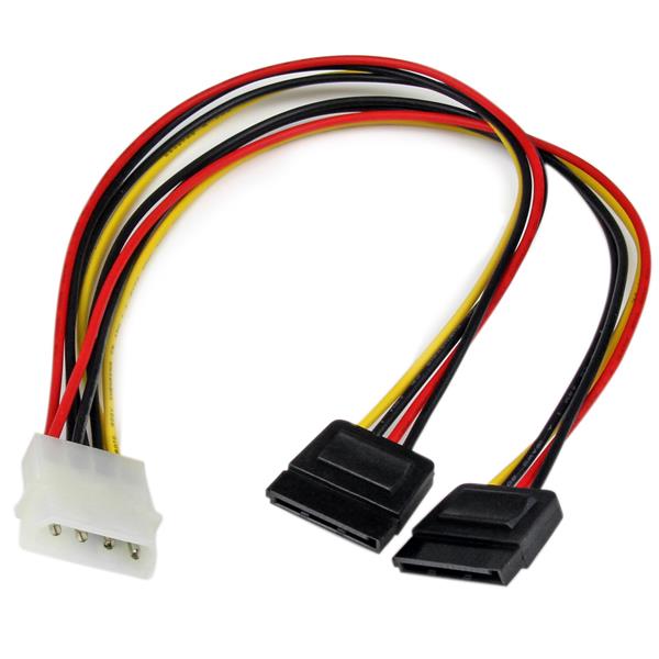 12in LP4 to 2x SATA Power Y Cable