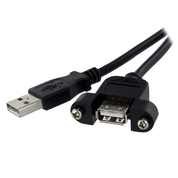 3 ft Panel Mount USB Cable A to A