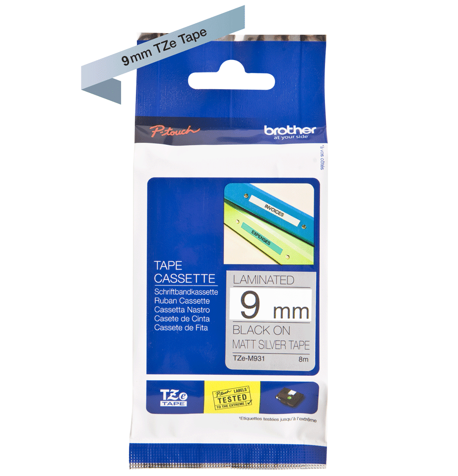 Brother TZEM921 PTouch Ribbon 9mm x 8m