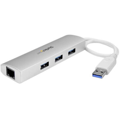 3 Port Portable USB3 Hub and GB Ethernet