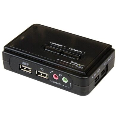 2 Port USB KVM Switch Audio and Cables