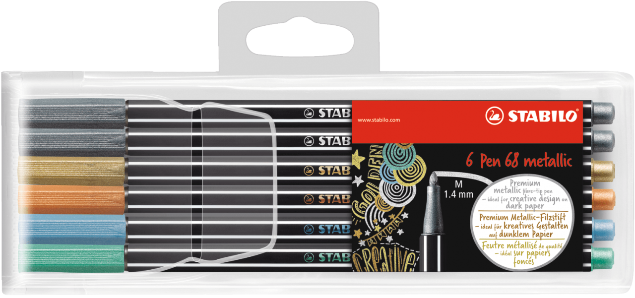 Stabilo Pen 68 Metallic Assorted PK6
