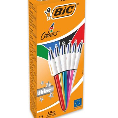 BIC 4 Colour Shine Assorted PK12