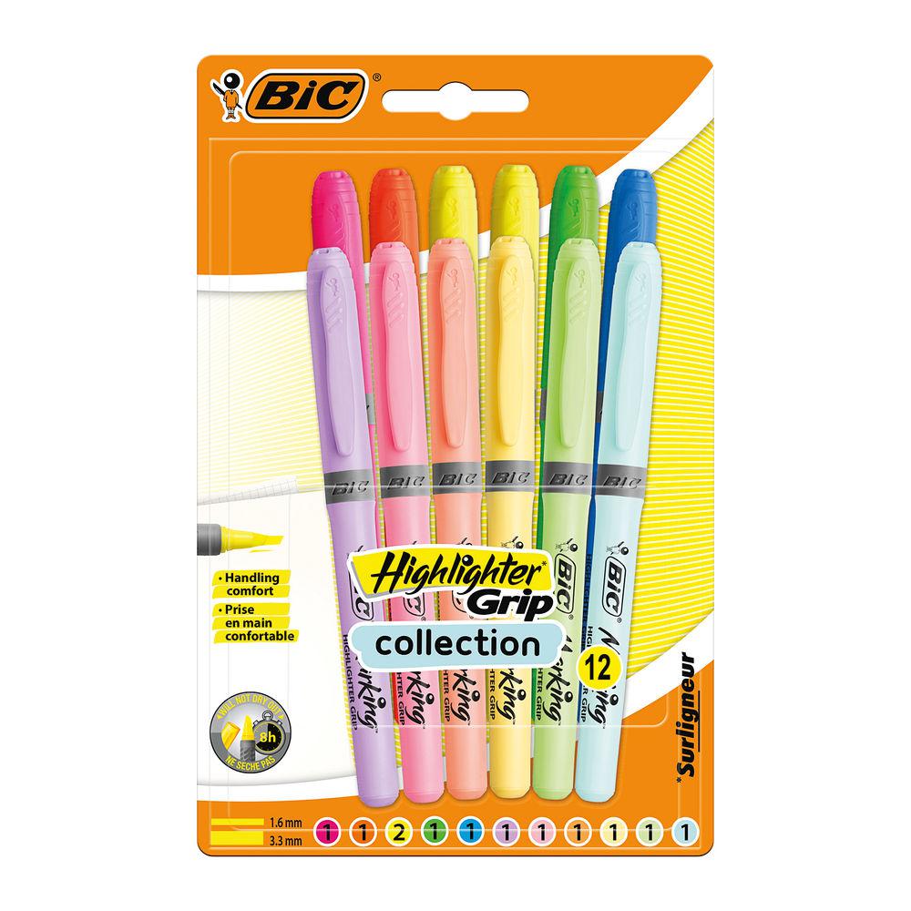 Bic Highlighter Grip Assorted PK12
