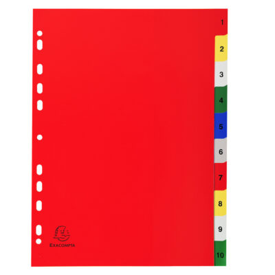Exa PP A4 Index 1-10 Coloured Tabs