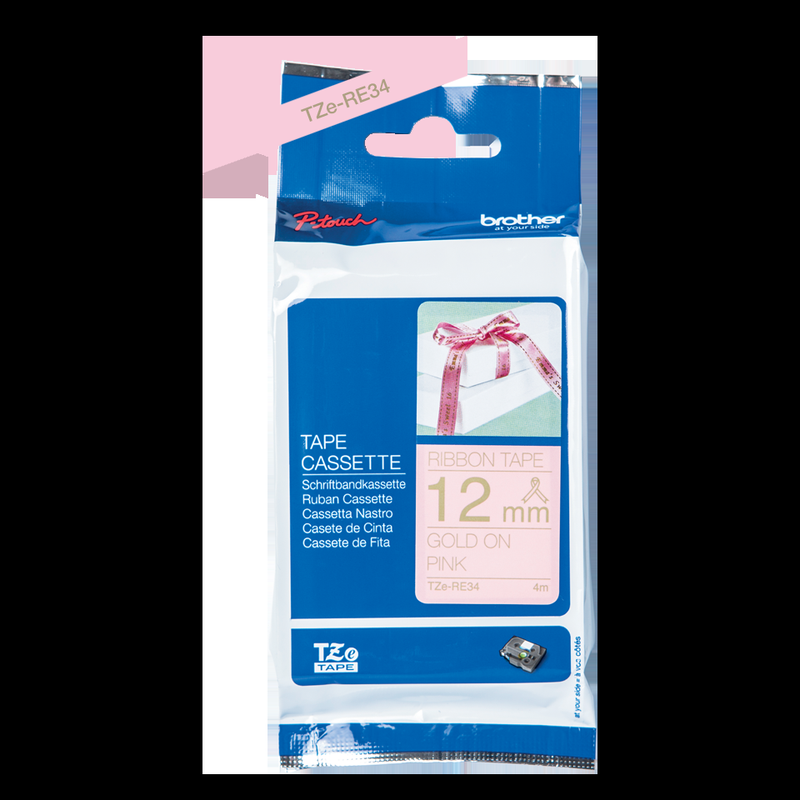 12MM GOLD/PINK RIBBON TAPE