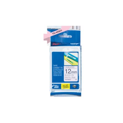 Brother TZeMQE31 Rib Tap BK on Pink 12mm