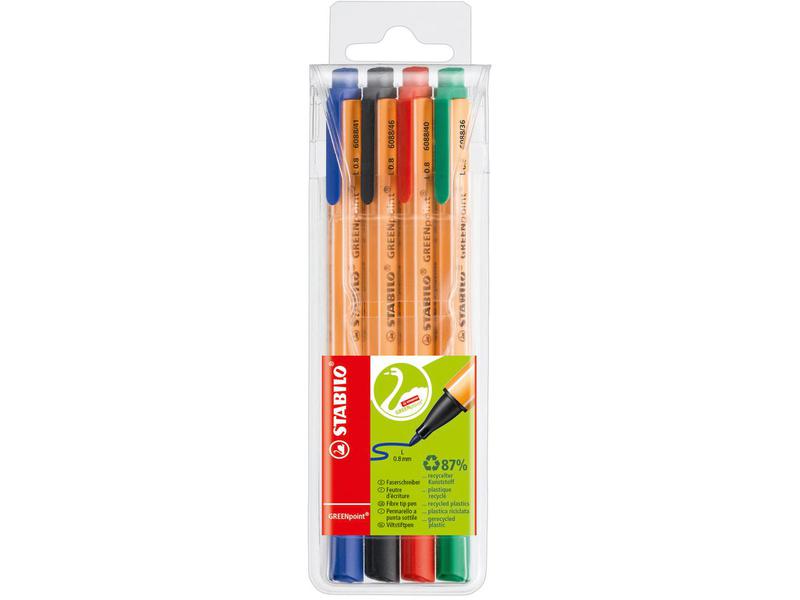 STABILO GREENpoint Fib/Tip 0.8 Ast PK4