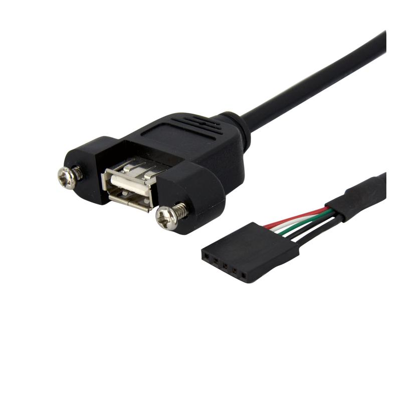 3ft USB A to Header Panel Mount Adapter