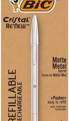 Bic Cristal Re-Fillable Pen + 2 Rfls BK