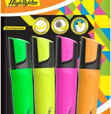 Bic Marking HL with Clip Assorted PK4