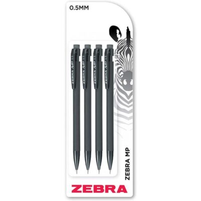 Zebra Mechanical Black Pencil PK4