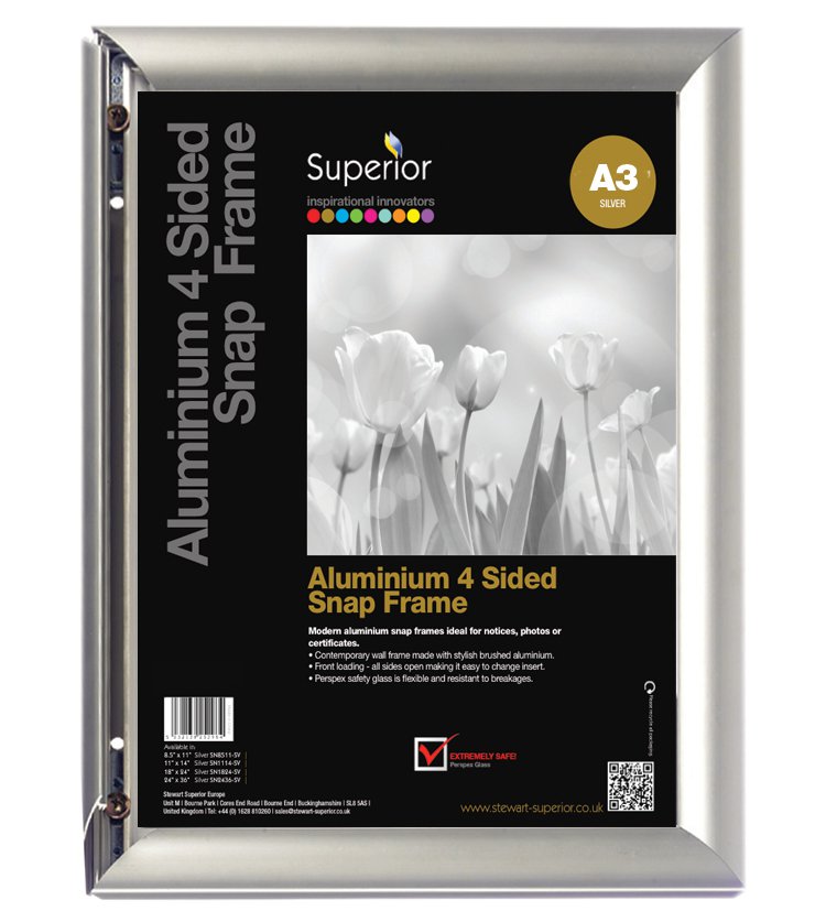 A3 Aluminium Snap Frame Silver