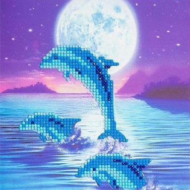 Crystal Art Dolphin Pod 18x18cm Card