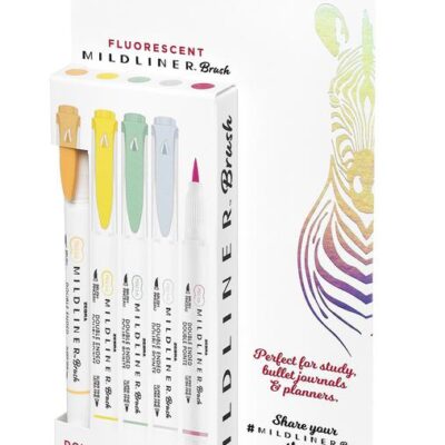 Mliner Brush Pen Fluorescent PK5