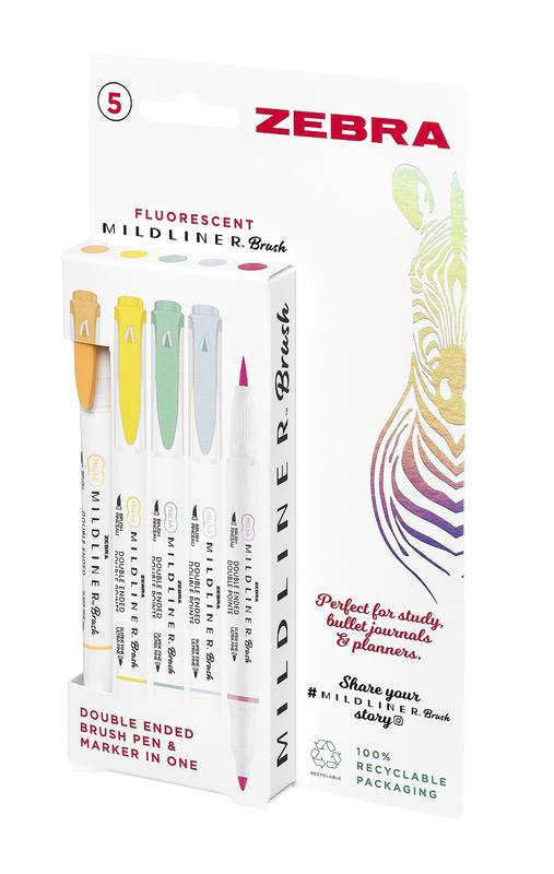 Mliner Brush Pen Fluorescent PK5