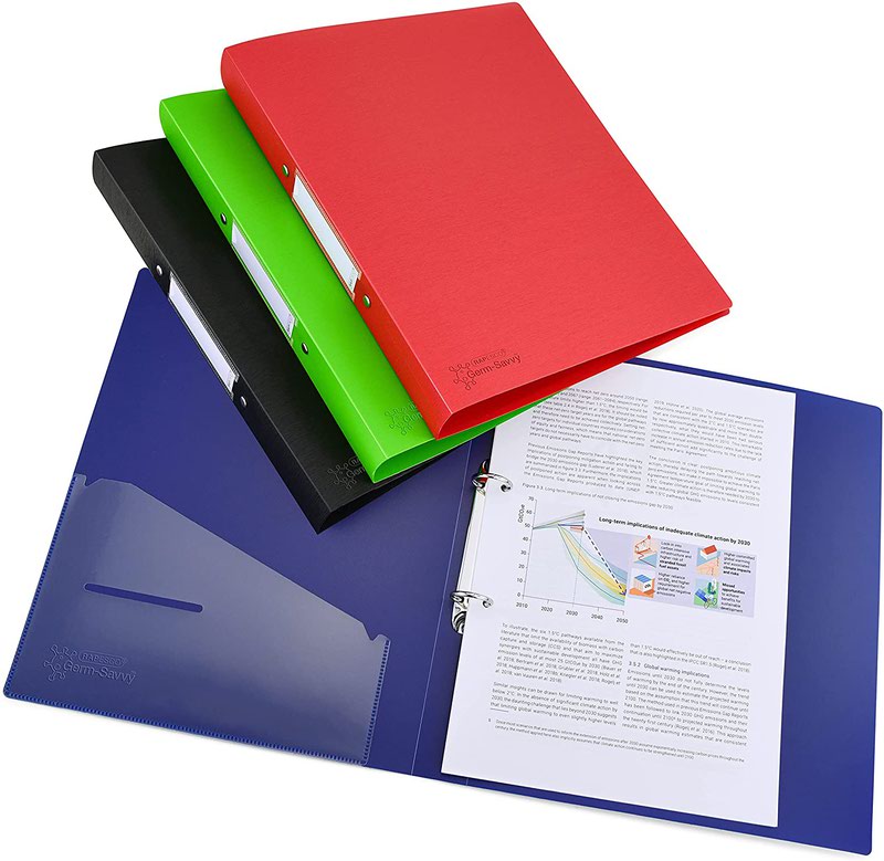 Antibac A4 2Ring Ring Binder Assrtd PK4