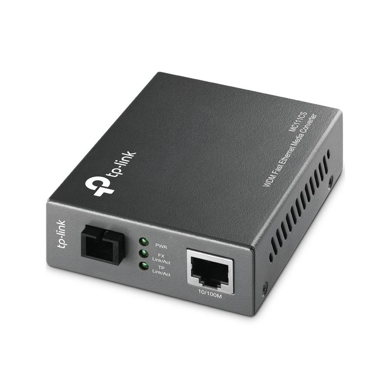 RJ45 to 100M SM SC Fibre Converter Black