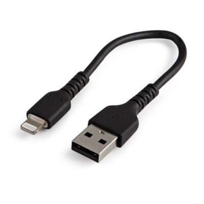 15cm USB A to Lightning Cable Black