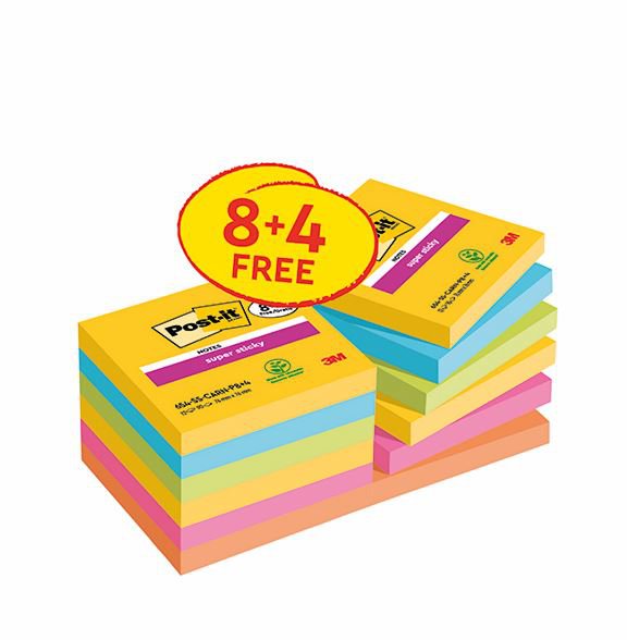 Post-it SS Notes 76x76 Carnival 8+4 free