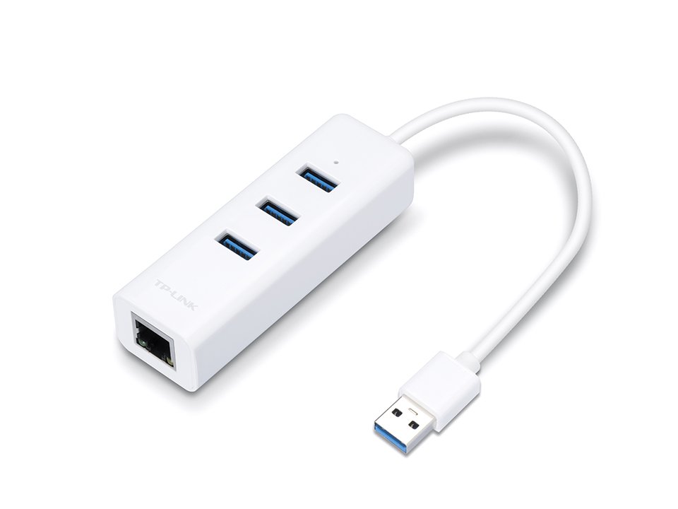 3 Port USB 3.0 Hub GbE Network Adapter