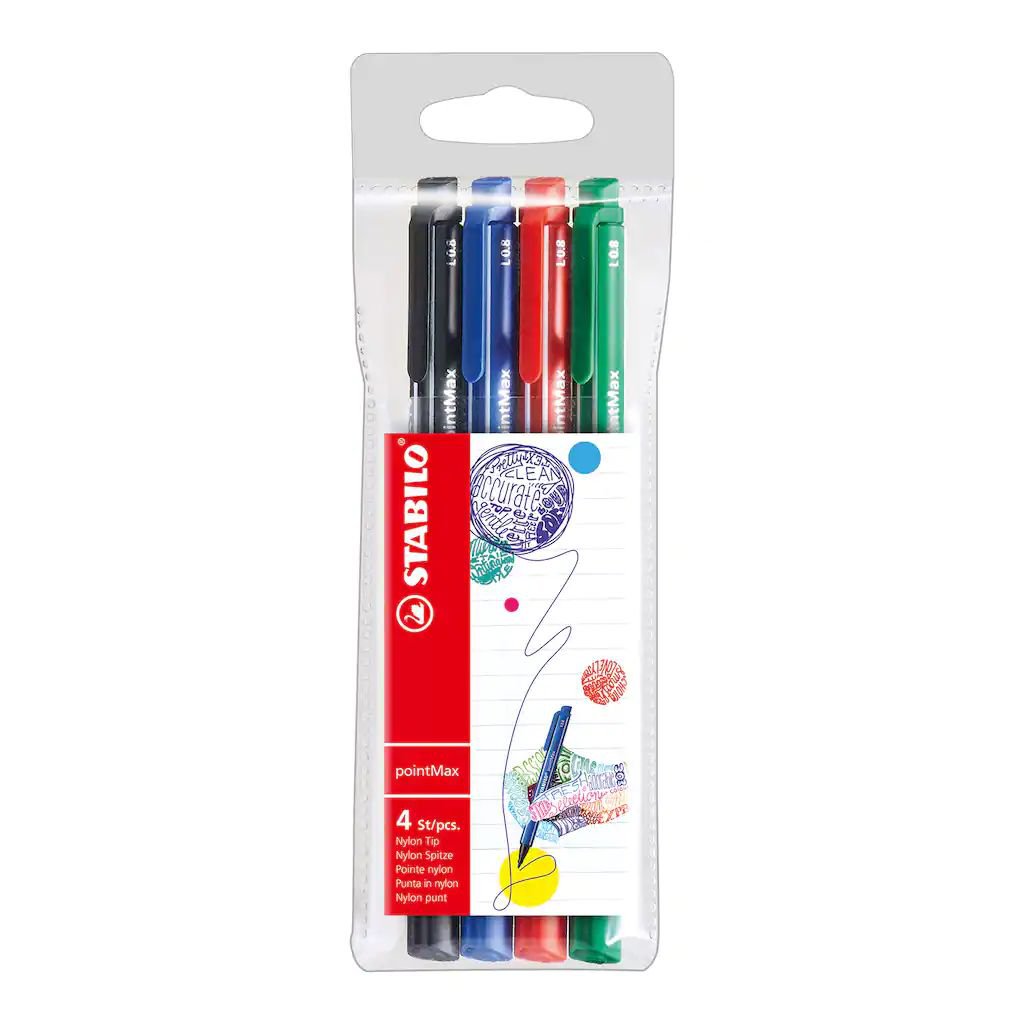 STABILO pointMax Nylon Tip 0.4 Ast PK4