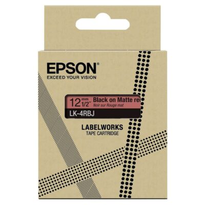 Epson C53S672071 BK on Matte Red 12MM