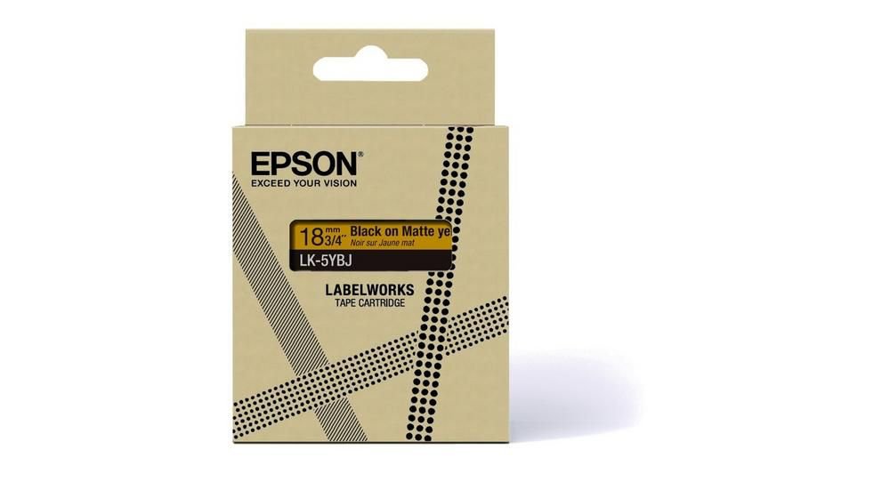 Epson C53S672075 BK on Matte Yellow 18MM