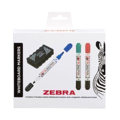 Zebra Double Ended WB Mrkr Asst PK3