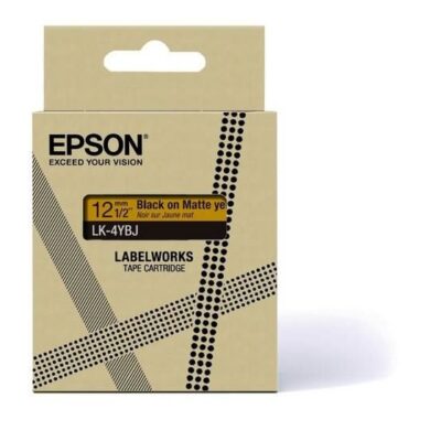 Epson C53S672074 BK on Matte Yellow 12MM