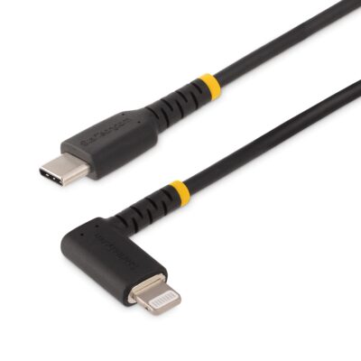 1m USB C to Lightning Angled Cable Black