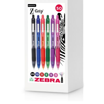 Z-Grip Smooth Ballpen 1mm Asst PK50
