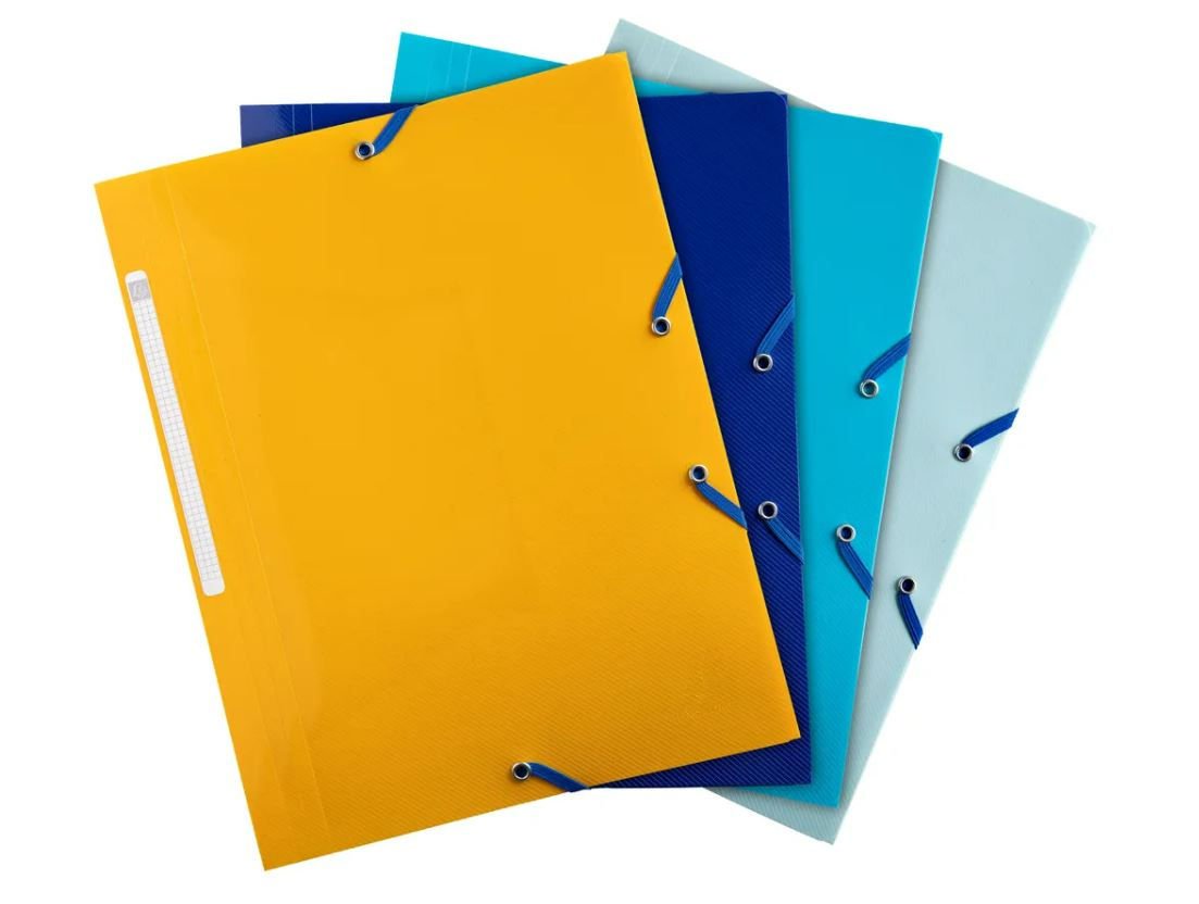 Bee Blue 3 Flap Folder A4 Assorted PK4