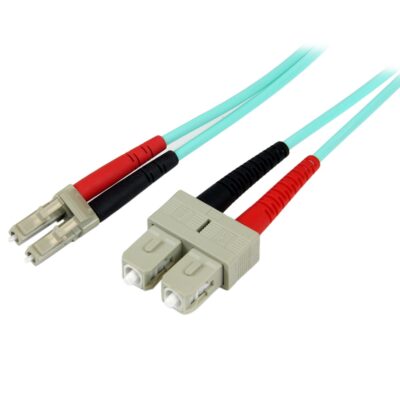 1m 10 Gb Aqua Fibre Patch Cable LC SC