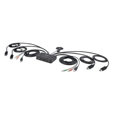 2 Port Dual Monitor Cable KVM Switch