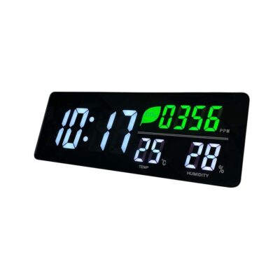 Alba LED CO2 Humidity Wall Clock Black