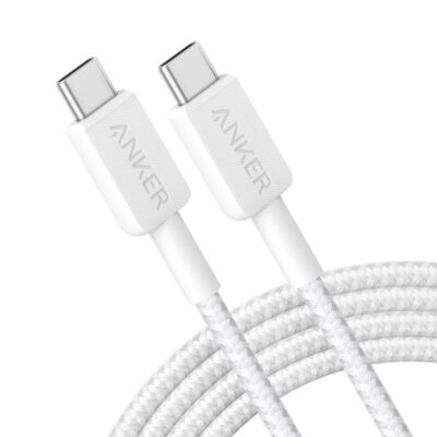 322 1.8m Wht Braided USBC to USBC Cable