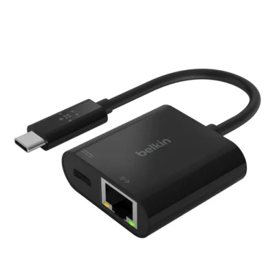 USB C to Ethernet + Charge Adapter Black