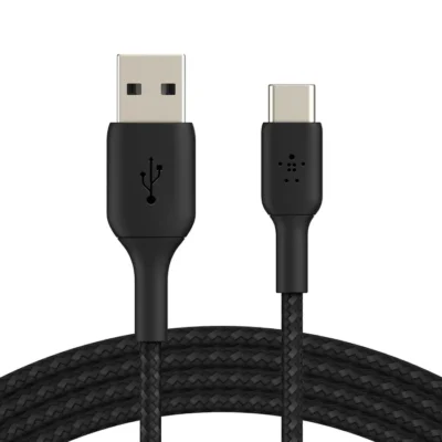 BC 1m Black Braided USB A to USB C Cable