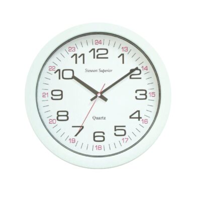 Quartz 24 Hour Wall Clock 255mm White