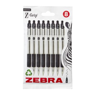 Zebra Z-Grip 1mm Ballpoint Pen BK PK8