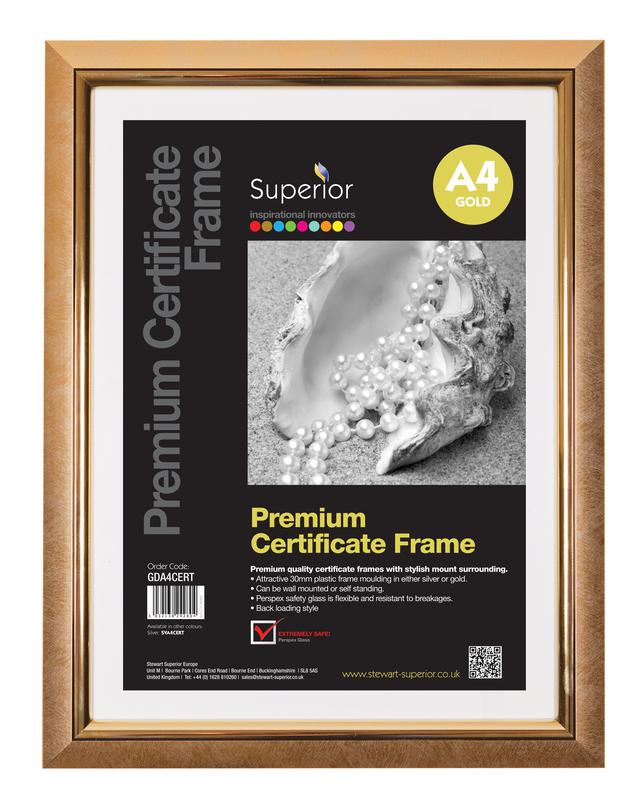 A4 Deluxe Certificate Frame Gold