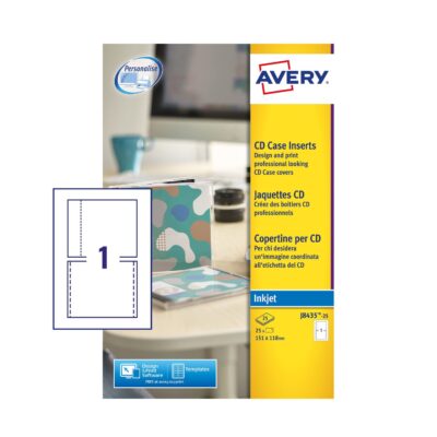 CD Case Insert Inkjet J8435-25 25 Lbls