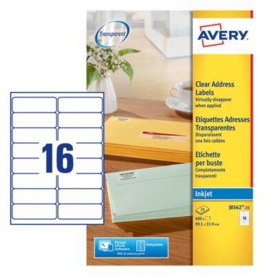 Clear Inkjet lbls 99x34mm (400 lbls)