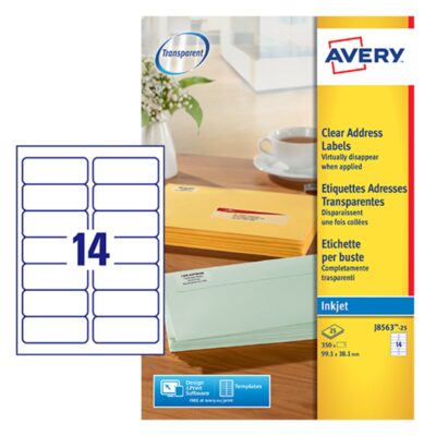 Clear Inkjet lbls 99.1x38.1 J8563-25 200