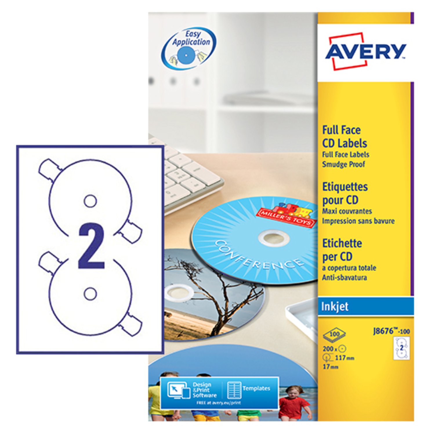 Avery CD/DVD Label 117mm Dia PK200